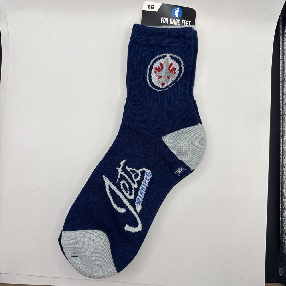 2 PAIR SET WINNIPEG‎ JETS NHL HOCKEY LOGO TEAM 1/4 LENGTH SOCKS LARGE MENS 10-13